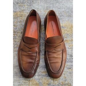 Santoni Men's Door Light Brown Penny Loafers Size 9.5 M Made In ITALY 🇮🇹
